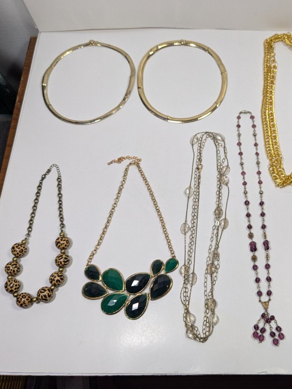 Gold Tone Statement Necklace Lot 10 Fashion Jewelry Ready to Wear Variety Styles